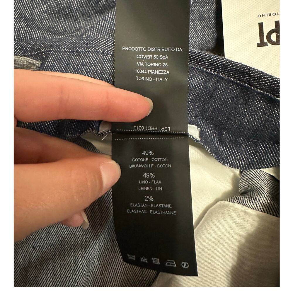 PT Torino Men's slim‎ fit stretch chambray pants size 54 NEW - Picture 7 of 8
